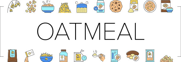 燕麦营养收集图标集图片下载