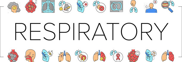 呼吸系统疾病收集图标设置图片下载