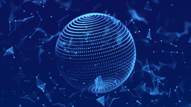 抽象的3 d球体。网格的球体与点在黑暗的背景。科学和技术。3 d图片下载