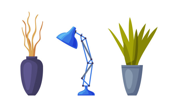 陶瓷花瓶与干燥的植物枝干灯和图片下载