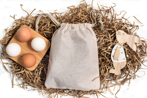 复活节礼物袋模型，鸡蛋和兔子图片下载