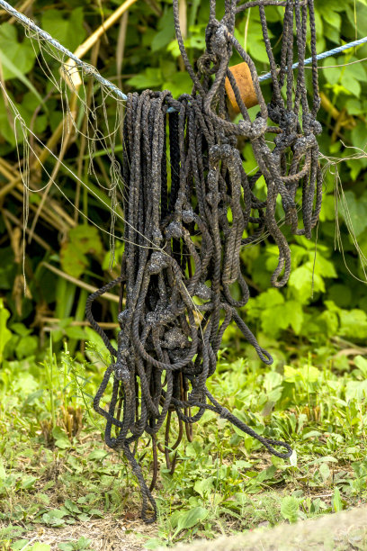 老式渔网和钓具图片下载