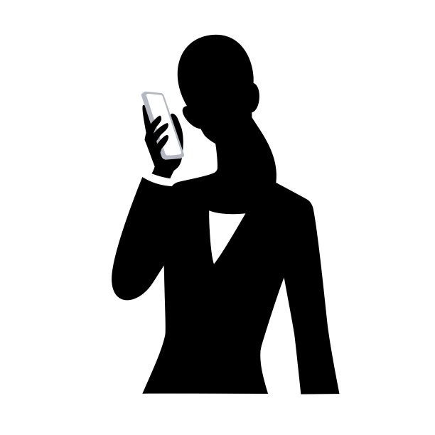 一个拥有智能手机的女人的剪影图片下载