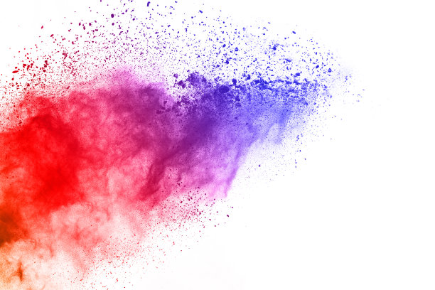 白色背景上五颜六色的粉末爆炸。彩色的云。色彩斑斓的粉尘爆炸。油漆胡里节。图片下载