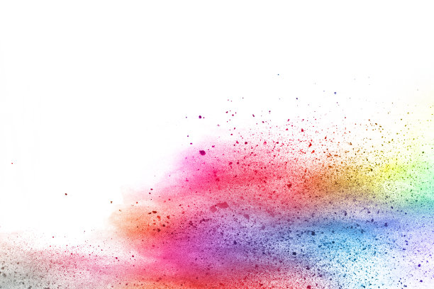 白色背景上五颜六色的粉末爆炸。彩色的云。色彩斑斓的粉尘爆炸。油漆胡里节。图片下载