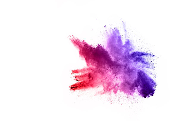 白色背景上五颜六色的粉末爆炸。彩色的云。色彩斑斓的粉尘爆炸。油漆胡里节。图片下载