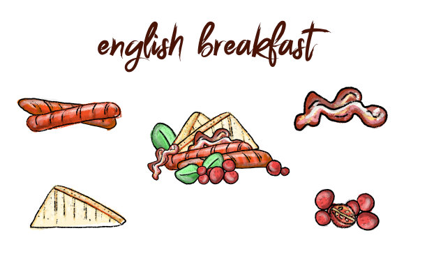 有鸡蛋和香肠的英式早餐图片下载