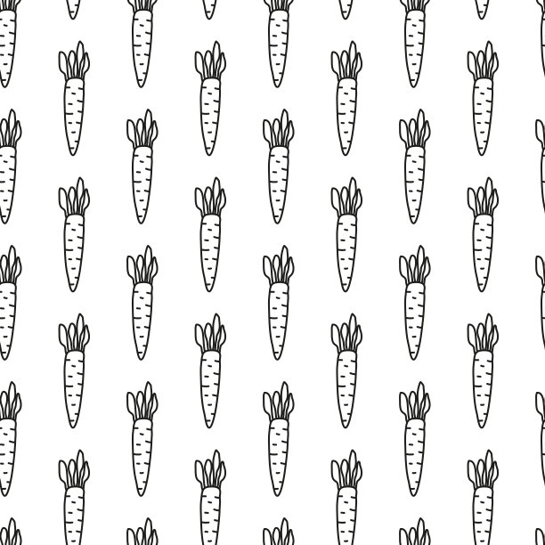 无缝模式与轮廓胡萝卜。图片下载