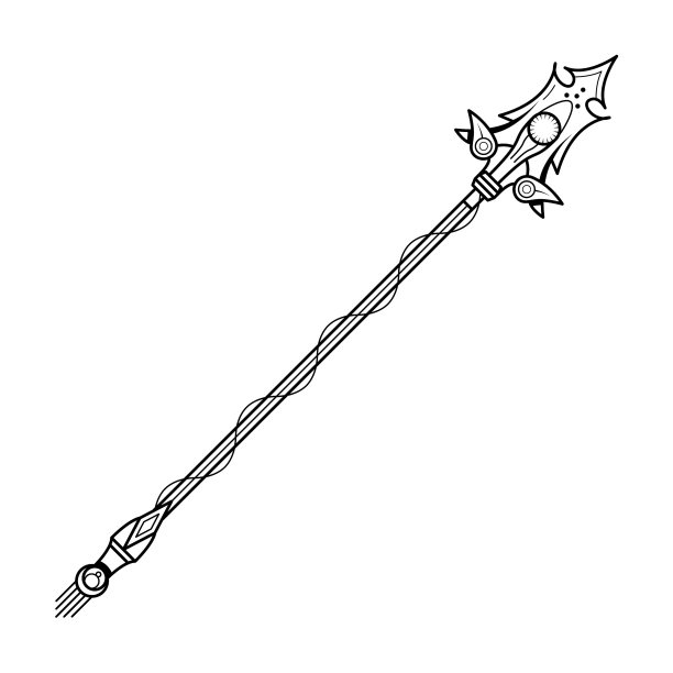 黑色简单线标枪武器涂鸦轮廓元素矢量设计风格草图孤立在白色背景插图，战争图片下载