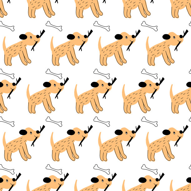 无缝向量模式与可爱的狗排版海报，卡片，标签，小册子，传单，页面，横幅设计。矢量插图。图片下载