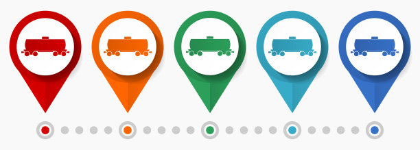 水箱，燃料概念矢量图标集，平面设计列车指针，信息图形模板易于编辑图片下载