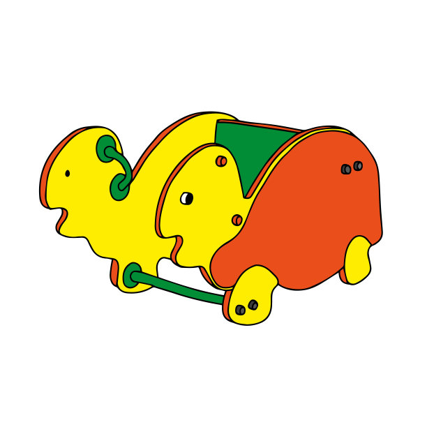 美丽的彩色手绘的一个木制海龟秋千孤立在白色背景矢量插图图片下载