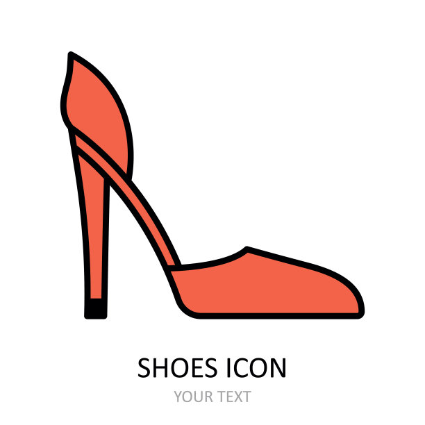 矢量插图与鞋图标。轮廓图。图片下载