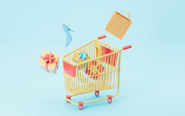 购物车里满是礼物和礼物，3d渲染。图片下载