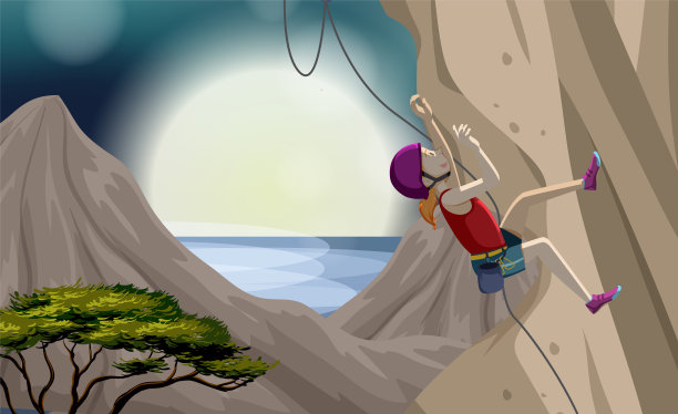 人们爬岩石山的场景图片下载