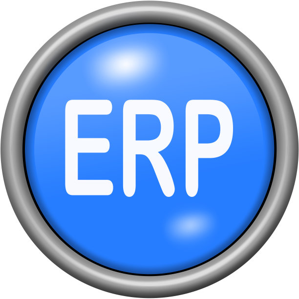 蓝色设计erp在圆形3D按钮图片下载