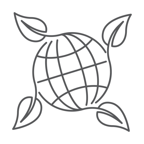 环境，生态世界星球，地球地球仪与树叶。矢量轮廓图标模板图片下载