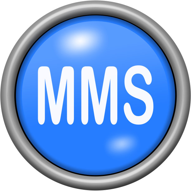 蓝色设计彩信在圆形3D按钮图片下载