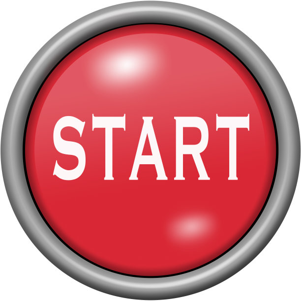 红色设计开始在圆形3D按钮图片下载
