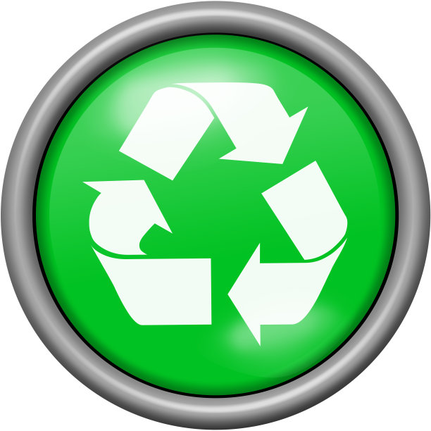 绿色设计回收圆形3D按钮图片下载