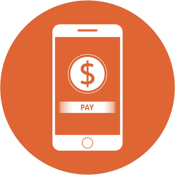 橙色支付和美元标志设计在一个扁平的圆形按钮图片下载