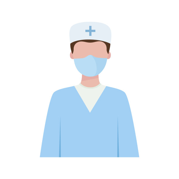 戴面具的医生。穿着医生制服的医务人员或医院雇员。平面矢量插图孤立在白色背景上图片下载