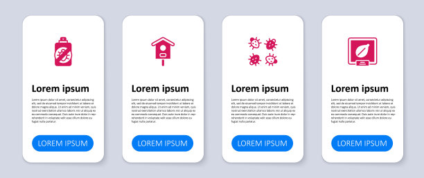 设置种子特定的植物，科罗拉多甲虫，鸟房子和喷雾对抗昆虫。业务信息模板。向量图片下载