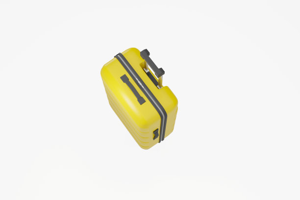 时尚现实的黄色塑料现代手提箱孤立的3d渲染3d插图图片下载