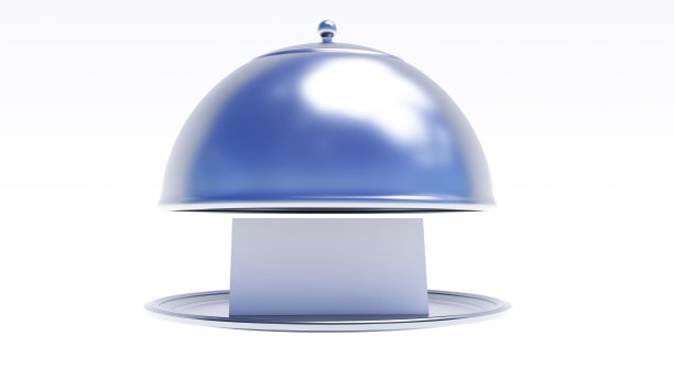 餐厅钟形与纸模板孤立在白色背景上。图片下载