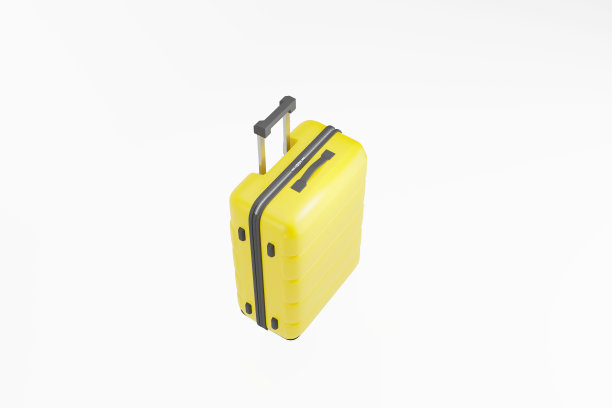 时尚现实的黄色塑料现代手提箱孤立的3d渲染3d插图图片下载