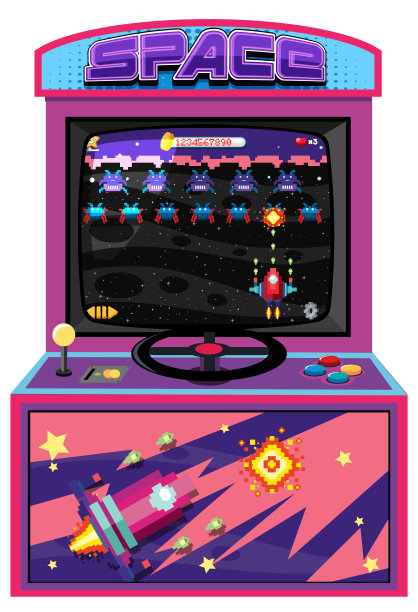 复古街机内阁孤立在白色背景图片下载