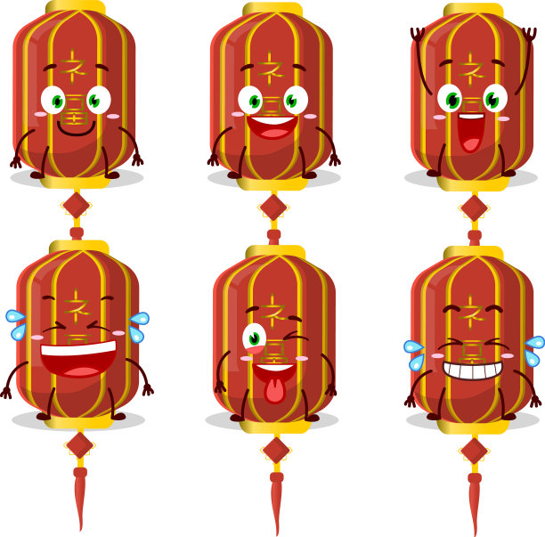 红色中国长灯的卡通人物用图片下载