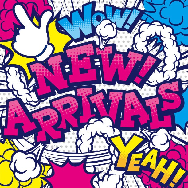 英文POP素材“新到!”图片下载