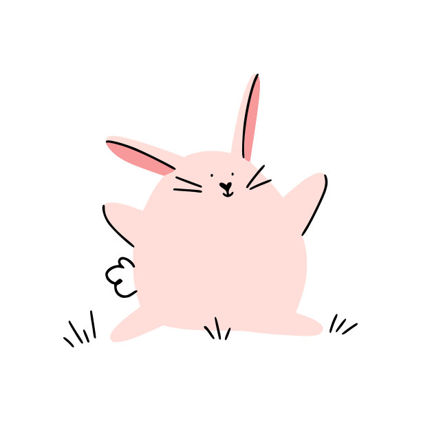 可爱的复活节孤立的粉红色兔子在草地上。适用于贺卡，横幅，请柬，传单。图片下载