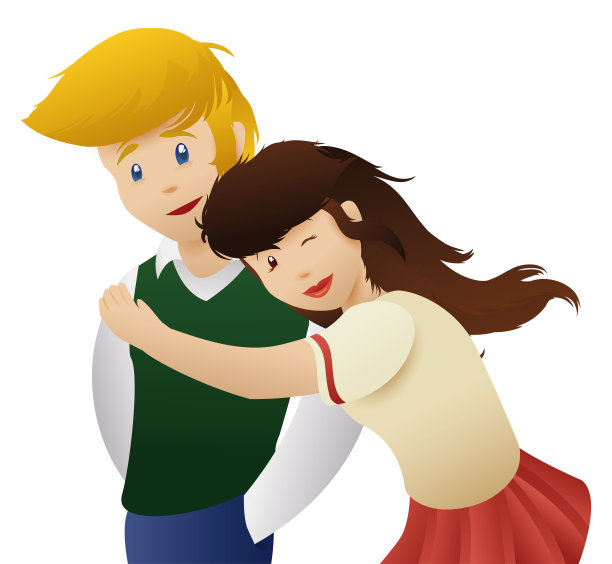 快乐的男女学生在爱，矢量插图图片下载