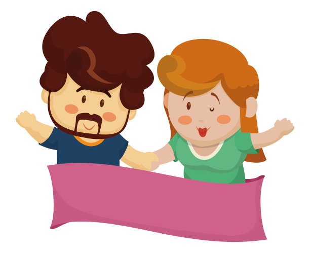 情侣在爱向你致敬粉红色的丝带模板，矢量插图图片下载