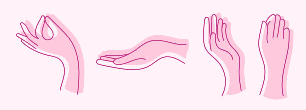 一套手的剪影插图。女人手的轮廓。孤立。图片下载