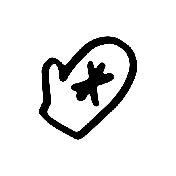 手套矢量图标。手绘涂鸦。带有雪花的针织配件。黑白概念图片下载