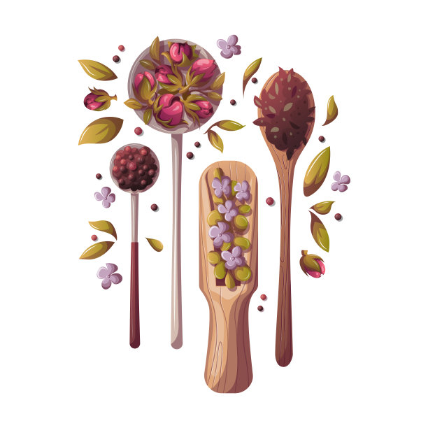 一勺一勺的散茶，配料。图片下载