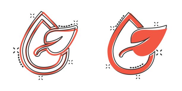 自然水滴图标在漫画风格。液体卡通矢量插图在白色孤立的背景。点滴飞溅效应的经营理念。图片下载