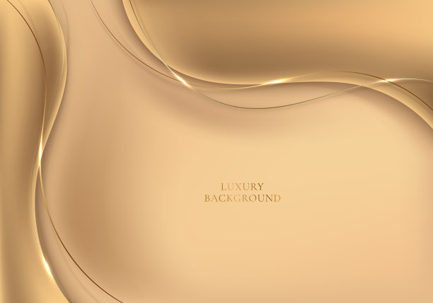 抽象的金色曲线缎纹织物褶皱或流动的波浪金色背景图片下载
