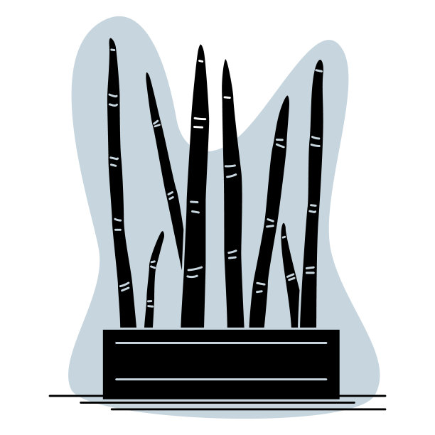 仙人掌，多汁的盆栽植物，适合家庭和办公室使用。长有狭长垂直叶子的室内植物。矢量图标，字形，剪影，抽象灰色背景，孤立图片下载