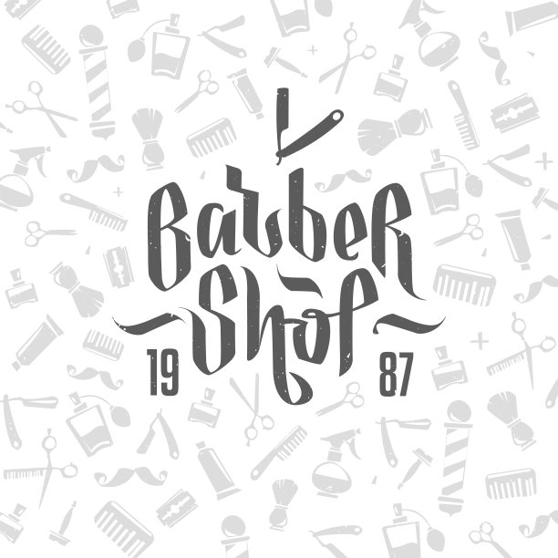 理发店标志设计的字体风格图片下载
