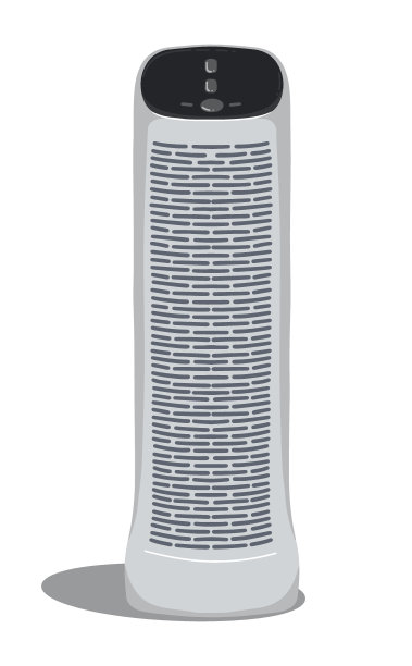 平面矢量空气净化器孤立在一个白色背景的插图图标。一种用于清洁和加湿家庭空气的装置。图片下载