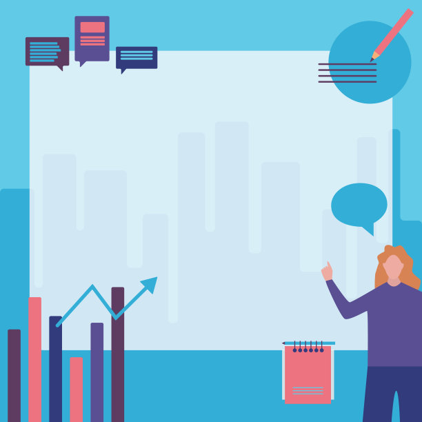 女商人穿着休闲站坚定地单独展示图表和新的奇妙的想法。自己穿着运动夹克的员工展示了过去令人惊奇的想法。图片下载