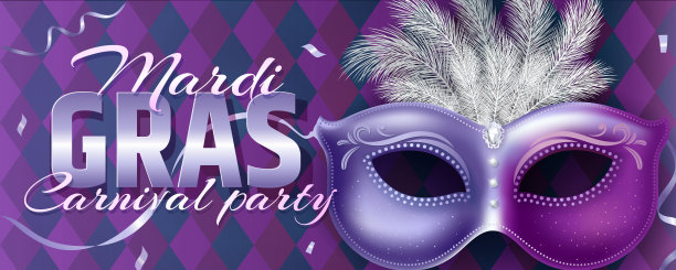 美丽的威尼斯面具。狂欢节派对邀请卡模板。春天的假期。矢量插图EPS10。图片下载