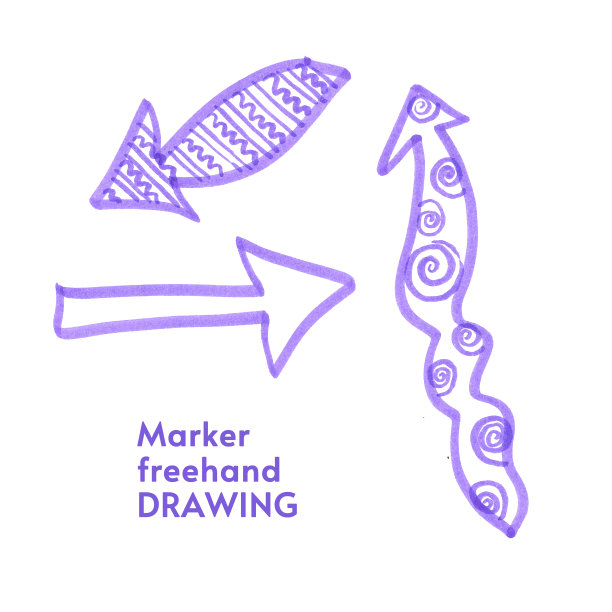 紫色箭头。水彩笔插图图片下载