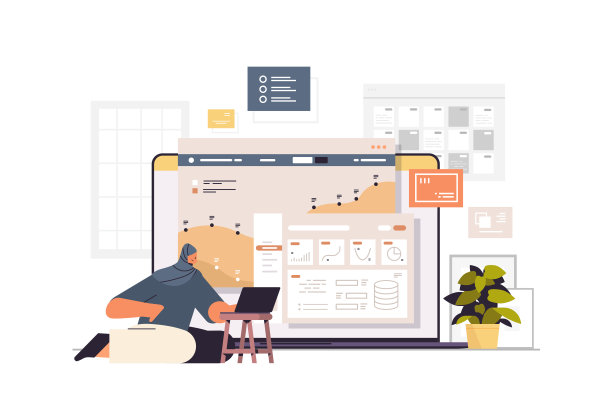 阿拉伯女商人在笔记本电脑屏幕上监测金融统计数据阿拉伯女商人分析图形和图表图片下载