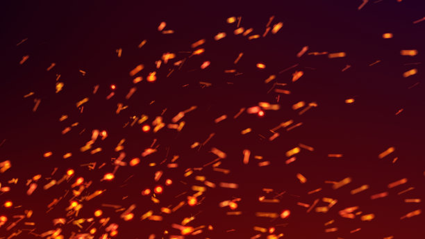 燃烧飞行的火花在黑暗的背景。明亮粒子的抽象图案。3 d图片下载