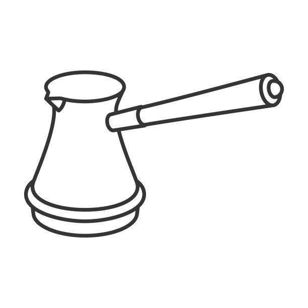 黑白插图的咖啡机在一个白色的背景。图片下载